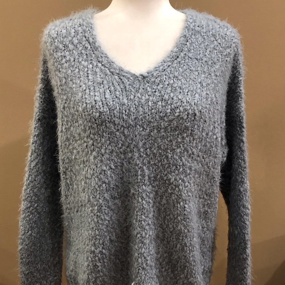 Dreamers Blue Cozy V-Neck Sweater, Size M